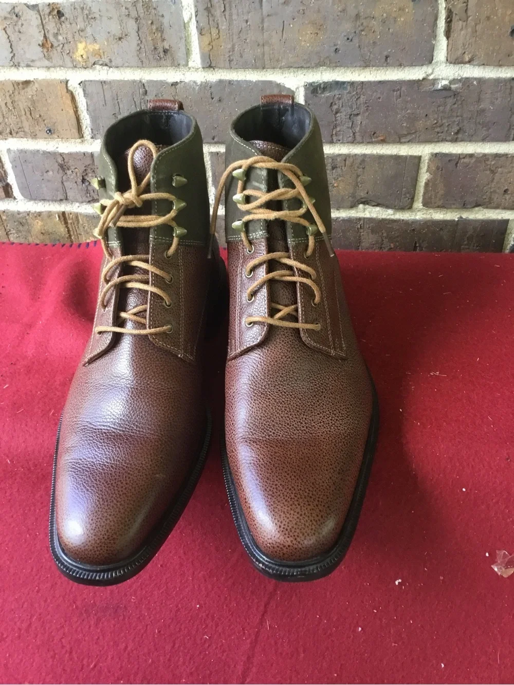Cole Haan Brown Leather & Olive Chukka Boots